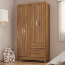 Guarda Roupa Solteiro 4 Portas e 2 Gavetas Lótus - Amêndola Touch - 1