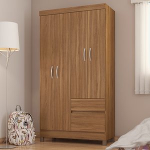 Guarda Roupa Solteiro 4 Portas e 2 Gavetas Lótus - Amêndola Touch