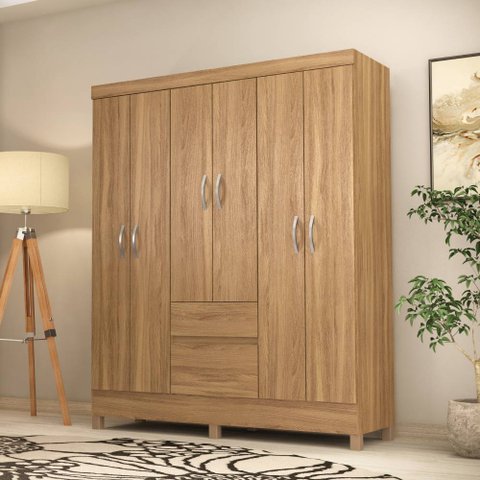 Guarda Roupa Casal Flash Ii 6 Portas 2 Gavetas Amendola Bnn Decor