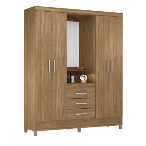 Guarda-Roupa Casal 4 Portas Capelinha Pérsia com Espelho 43220 Amêndola Touch Demóbile