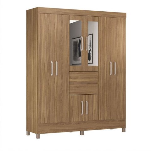 Guarda-Roupa Casal 8 Portas Munique com Espelho 82060El Amêndola Touch Demóbile