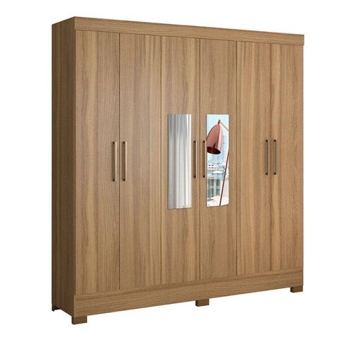 Guarda-Roupa Casal 6 Portas Prático com Espelho 63020El Amêndola Touch Demóbile