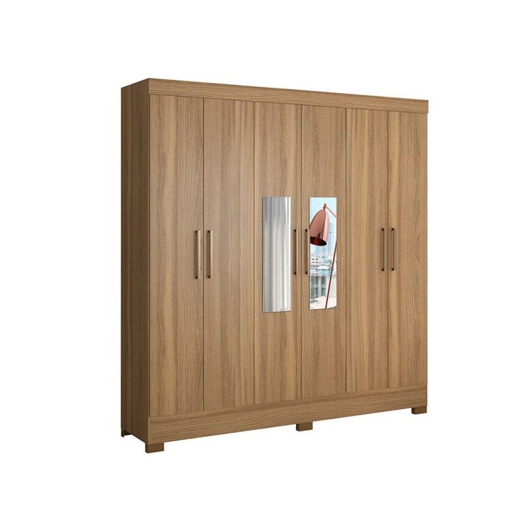 Guarda-Roupa Casal 6 Portas Prático com Espelho 63020El Amêndola Touch Demóbile