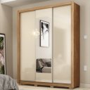 Ver imagem 1 de Guarda Roupa Casal 3 Portas com Espelho e 2 Gavetas Vero - Amêndola Touch/off White