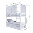 Ver imagem 4 de Treliche Casinha Reta com Grade Removível e Cortina Madeira Maciça Branco Housin