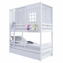 Ver imagem 2 de Treliche Casinha Reta com Grade Removível e Cortina Madeira Maciça Branco Housin