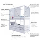 Ver imagem 3 de Treliche Casinha Reta com Grade Removível e Cortina Madeira Maciça Branco Housin