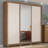 Guarda Roupa Casal 3 Portas com Espelho e 2 Gavetas Residence - Amêndola Touch/off White - 1