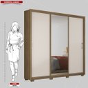 Ver imagem 4 de Guarda Roupa Casal 3 Portas com Espelho e 2 Gavetas Residence - Amêndola Touch/off White