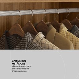 Guarda Roupa Casal 3 Portas com Espelho e 2 Gavetas Residence - Amêndola Touch/off White - 7