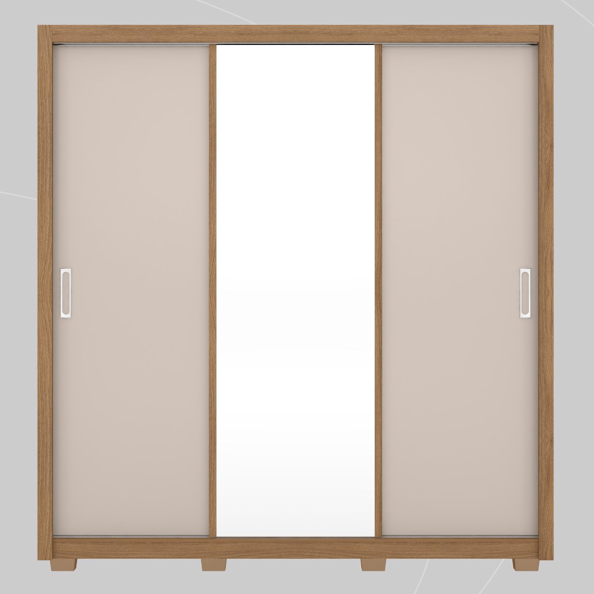 Guarda Roupa Casal 3 Portas com Espelho e 2 Gavetas Residence - Amêndola Touch/off White - 9