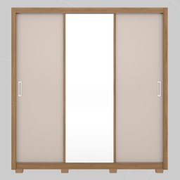 Guarda Roupa Casal 3 Portas com Espelho e 2 Gavetas Residence - Amêndola Touch/off White - 9