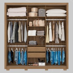 Guarda Roupa Casal 3 Portas com Espelho e 2 Gavetas Residence - Amêndola Touch/off White - 3