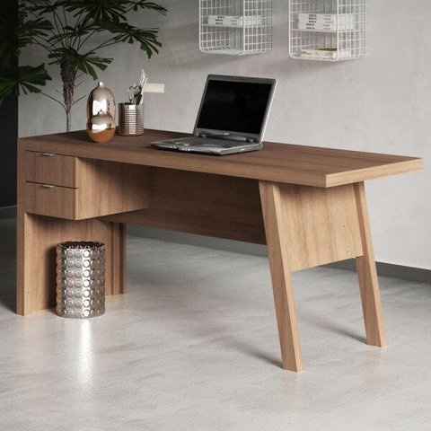 Mesa para Escritório 2 Gavetas Me4122 Amendoa - Tecno Mobili