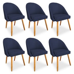 Kit 06 Cadeiras Jantar Bela Suede Pés Palito Castanho - Pallazio - 1