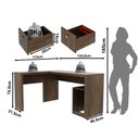 Ver imagem 2 de Mesa para Escritório de Canto 1,36x1,13m 2 Gavetas Várias Cores Me4129 Tecno Mobili - Rústico