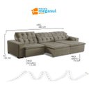Ver imagem 3 de Sofá Retrátil Reclinável 8 Lugares 380cm com Pillow Veludo Bege Alasca Megasul