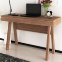 Ver imagem 1 de Mesa para Escritório Pés Retrô 2 Gavetas Me4128 Tecno Mobili - Amêndoa