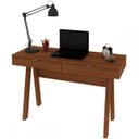 Ver imagem 2 de Mesa para Escritório Pés Retrô 2 Gavetas Me4128 Tecno Mobili - Amêndoa