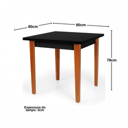 Mesa de Jantar Moderna Quadrada Madeira 80x80 Preto e Branco: Preto - 3