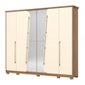 Guarda Roupa Casal 6 Portas (2 C/ Espelho) e 6 Gavetas C/ Pés Dubai Nature/off White - Henn - 1