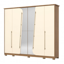 Ver imagem 1 de Guarda Roupa Casal 6 Portas (2 C/ Espelho) e 6 Gavetas C/ Pés Dubai Nature/off White - Henn