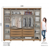 Guarda Roupa Casal 6 Portas (2 C/ Espelho) e 6 Gavetas C/ Pés Dubai Nature/off White - Henn - 6