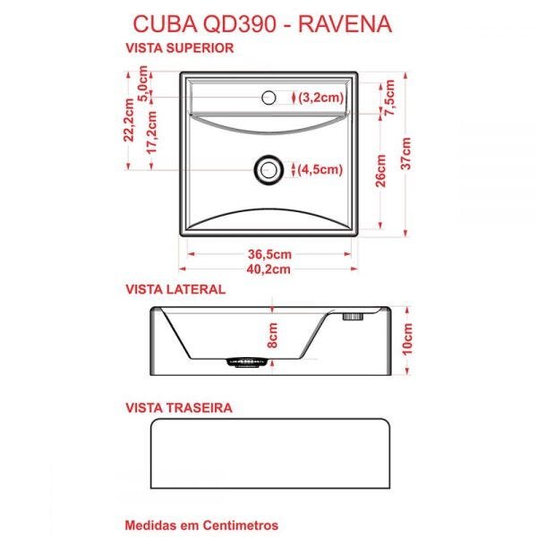 Cuba para Banheiro Quadrada Amarelo Q39 - Compace - 3