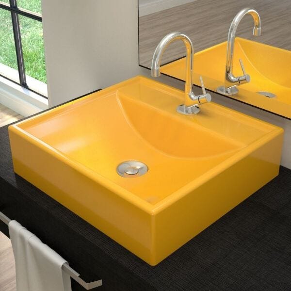 Cuba para Banheiro Quadrada Amarelo Q39 - Compace - 1