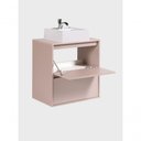 Ver imagem 3 de Gabinete para Banheiro Dubai 1 Porta 1 Gaveta MDF 60cm Rosa com Cuba e Espelho LED On Móveis