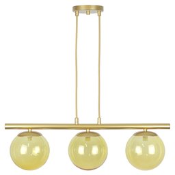 Pendente Jabuticaba Dourado 3 Globos de Vidro Mesa de Jantar:âmbar - 1