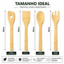 Ver imagem 2 de Colher de Pau Kit 4 Utensílios Bambu Superfície Lisa Uso Diário Aquilae