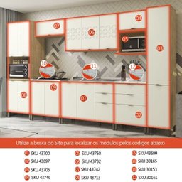 Armário Aéreo Cozinha 80 cm Lótus 1 Porta J750 Freijó/Off White - Kappesberg - 3