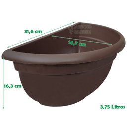 VASO MEIA LUA JARDIM VERTICAL SUSPENSO TABACO MÉDIO 25 UND - 2