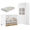 Ver imagem 1 de Berço Americano e Guarda Roupa Infantil Katatau Branco Acetinado com Colchão Gazin – Reller