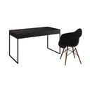 Ver imagem 2 de Escrivaninha Home Office Estilo Industrial Malta Preta 137x53cm Ferro Preto com 1 Poltrona Preta Eam