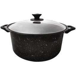 Panela Preta Grande Caçarola Esmaltada 10 L Tampa De Vidro - 1