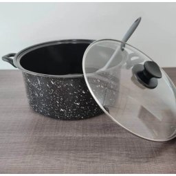 Panela Preta Grande Caçarola Esmaltada 10 L Tampa De Vidro - 2