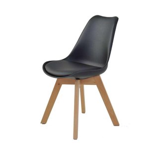 Cadeira Siena Pu Preto Base Madeira Natural 84cm - 55510