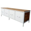 Ver imagem 4 de Rack com 4 Gavetas Modelo Industrial Ferro e Madeira Cores Branco e Imbuia
