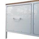 Ver imagem 3 de Rack com 4 Gavetas Modelo Industrial Ferro e Madeira Cores Branco e Imbuia