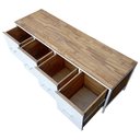 Ver imagem 2 de Rack com 4 Gavetas Modelo Industrial Ferro e Madeira Cores Branco e Imbuia