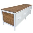 Ver imagem 5 de Rack com 4 Gavetas Modelo Industrial Ferro e Madeira Cores Branco e Imbuia