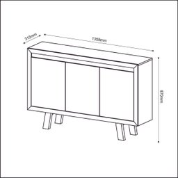 Balcão Multiuso Buffet Aparador 3 Portas Me4120 Tecno Mobili - Amêndoa - 5