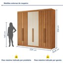 Ver imagem 4 de Guarda Roupa Casal 6 Portas 4 Ripadas Portugal 100% MDF Cinamomo e Off White Marrom