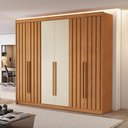 Ver imagem 1 de Guarda Roupa Casal 6 Portas 4 Ripadas Portugal 100% MDF Cinamomo e Off White Marrom