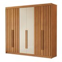 Ver imagem 3 de Guarda Roupa Casal 6 Portas 4 Ripadas Portugal 100% MDF Cinamomo e Off White Marrom