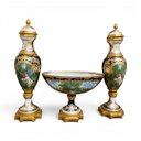 Ver imagem 1 de Par de Anforas + Centro de Mesa Azul Escuro a: 44cm L: 12cm P: 12cm | a: 22cm L: 30cm P: 20cm