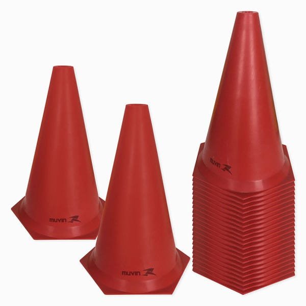 Cone de Marcação de Plástico - 24cm - Kit com 24 - Vermelho - Muvin - MTF-30800