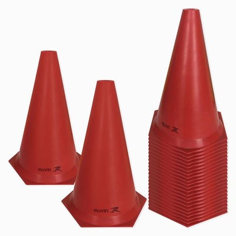 Cone de Marcação de Plástico - 24cm - Kit com 24 - Vermelho - Muvin - Mtf-30800